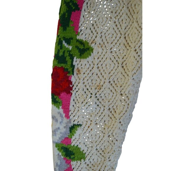 Vintage 80s Adrienne Vittadini Petites Size S Crochet Floral Grannycore Cardigan - Picture 13 of 16